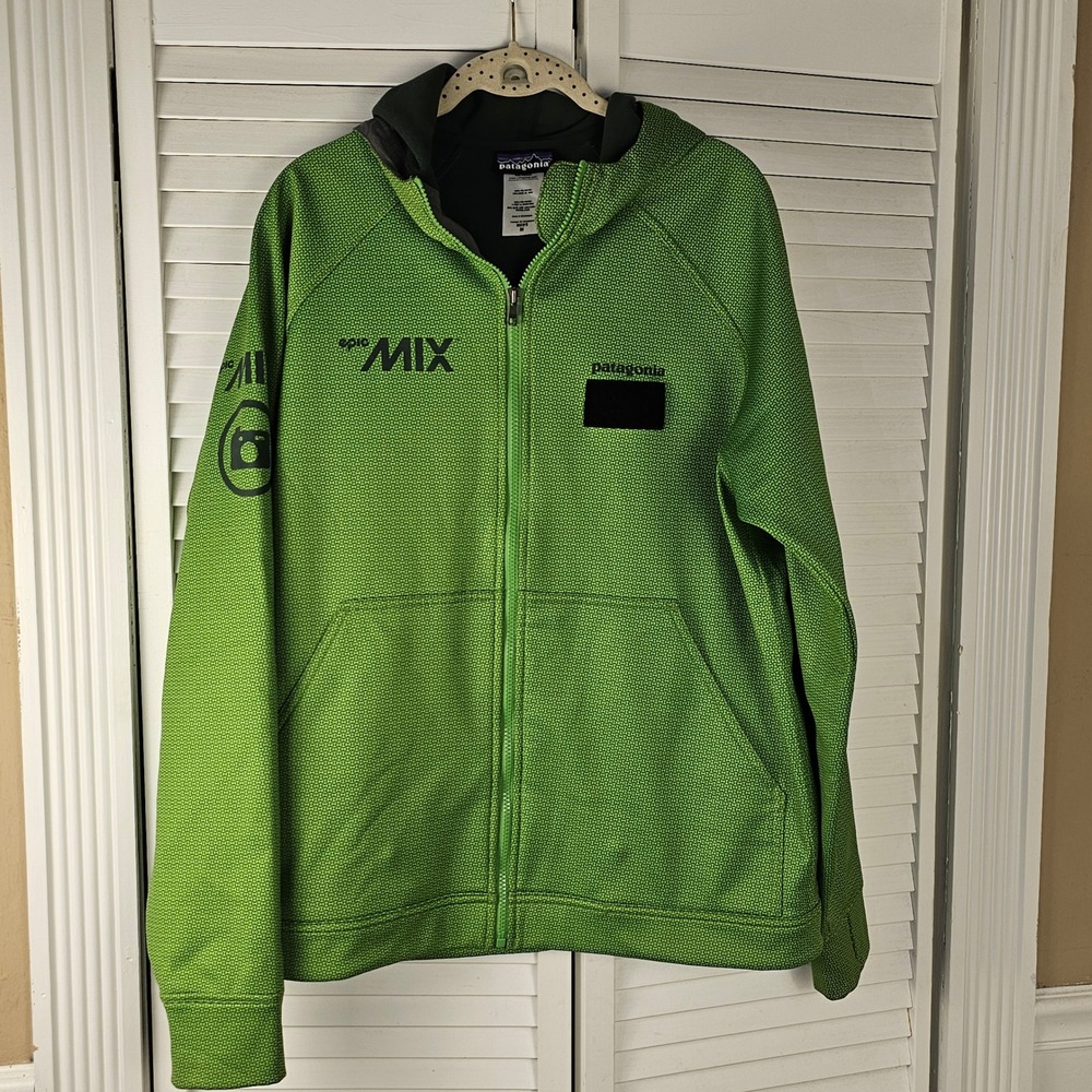 Patagonia Mens Green Slopestyle Full‎ Zip Hoodie Jacket Medium - Personalized